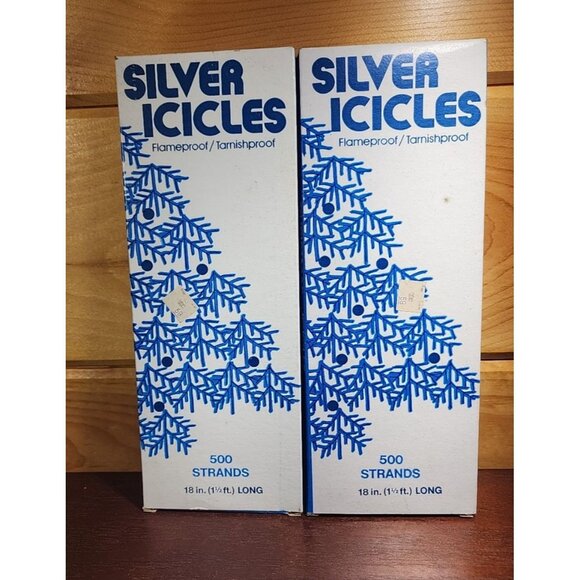 2 Boxes Vintage Christmas Tree ICICLES 500 Strands Garland 18" Silver USA Tinsel - Picture 1 of 4